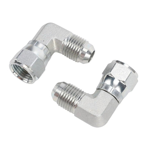 Heavy Duty 3/8 Inch 90 Degree Hydraulic Adapter Fitting Carbon Steel Precision 37 Degree Flare Male Female Thread SAE J514 Compliant Rotating Connection For Pro Mechanics And Car Guys Seeking Reliable Leak Free Operation With Durable Metal Built Tough, 90-degree elbow fitting