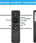 Qinmay 360 Degree Rotating Display Stand With Remote Control showing functions and buttons for smooth product video shooting.