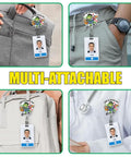 Off To Teach Art Teacher Badge Reel With Funny Frog Meme Design, Artist Badge Holder Featuring Paint Palette, Brushes, And Artsy Clip For Teachers, Professors, And Students, Great Gift For Art Class Lovers. 2x2 in ABS retractable badge reel on bag and uniform