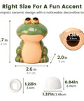 Slick Ceramic Frog Toilet Bolt Covers 2 Pack With Universal Screw Caps, 3.7x2.6in green frog design, decorative bathroom upgrade.