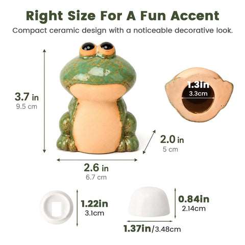 Slick Ceramic Frog Toilet Bolt Covers 2 Pack With Universal Screw Caps, 3.7x2.6in green frog design, decorative bathroom upgrade.