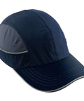 Safety Bump Cap Baseball Style Hat With Long Brim For Comfortable Head Protection Removable High Density Shell Breathable Side Vents Reflective Piping On Brim Navy Blue Skullerz 8950 Work Cap