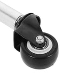 Close-up of Heavy Duty Spring Loaded Gate Roller Caster For Smooth Sliding Fence Wheels with black rubber wheel.