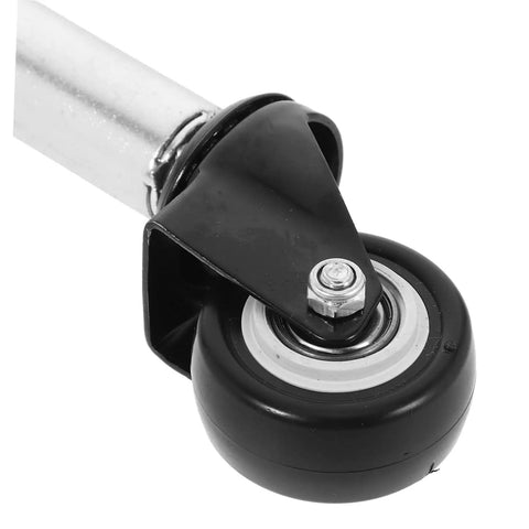Close-up of Heavy Duty Spring Loaded Gate Roller Caster For Smooth Sliding Fence Wheels with black rubber wheel.