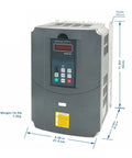 11KW To 15KW Variable Frequency Drive VFD Inverter 220V 380V For CNC Speed Control High Efficiency Energy Saving With Pure Copper Windings Smooth Start Stop Protection Safe Durable Industrial Grade Heavy Duty Pro Grade, front view with dimensions