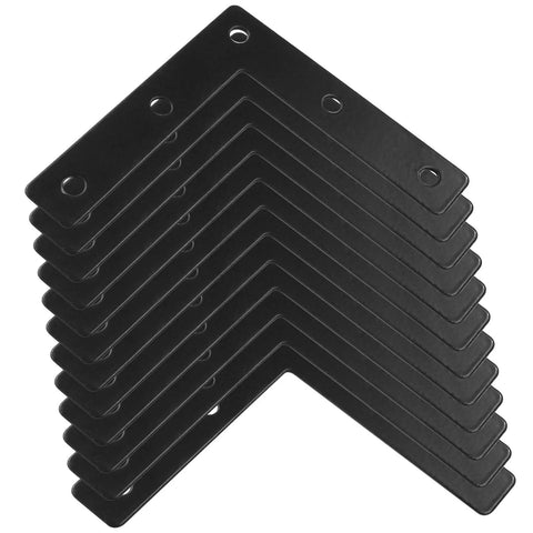 12 Pack L Shape Flat Brackets 80 X 80 Mm Stainless Steel Corner Braces for Wood Furniture Cabinets Windows Desks Black Finish