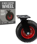 8 Inch Heavy Duty Swivel Caster Wheels With Polyurethane Flat Free Tire For All Terrain Outdoor Use Ideal For Dolly Utility Cart And Industrial Applications Rugged Steel Hub With Integrated Bearings For Smooth Maneuverability