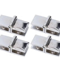 Top Shelf Stainless Steel Glass Door Hinges Rocking 180 Degree Swivel Motion With Double Sided Clamp Fit For 5 To 8 Mm Glass 4 Pack close up view of glossy stainless steel hinges