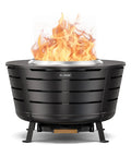 26 Point 5 Inch Smokeless Fire Pit With Stand For Outdoor Hangouts Portable Backyard Bonfire Pit For Patio Camping Includes Removable Ash Pan And Heat Shield Stainless Steel Wood Burning Design, flames visible
