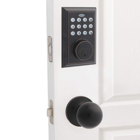 Bluetooth Smart Lock Deadbolt With Keypad And Square Faceplate In Oil Rubbed Bronze One Touch Locking Auto Lock Vacation Mode Easy Installation For Front Door Security