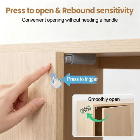 Demonstration of Magnetic Push Door Catches Set 10 Pack With Adjustable Head For Cabinets And Drawers in action