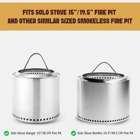 Heavy Duty Fire Pit Carrying Handle With Heat Resistant Stainless Hooks And Durable PU Strap, Universal Fit for 19.5 Inch