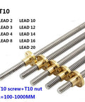Top Shelf T10 Lead Screw With 304 Stainless Steel And Solid Brass Nut For 3D Printers And Cnc Routers Delivering Hella Smooth 2Mm Pitch And 4Mm Lead Motion For Easy Diy Upgrades with various lead sizes.