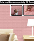 Pink 3D Peel And Stick Wall Panels Pack Of 20 Self Adhesive Waterproof Brick Foam For Interior Walls, room application view