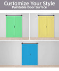 48 By 80 Inch Bifold Barn Door With 64 Inch Track Hardware Two Lite White Primed MDF Panels customizable color options