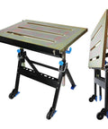 Adjustable Welding Table With Wheels Portable Steel Workbench 30 Inch By 20 Inch Tilting Top Foldable For Easy Storage