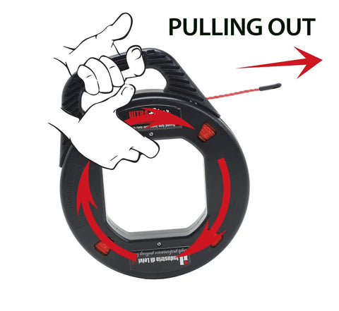 Non Conductive Fiberglass Fish Tape With Twist Design For Long Runs And Heavy Duty Pulling Multi Groove Wire Puller in use