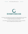 The Company BN Unity, Inc. Every Decor mission statement on a white background with green logo.