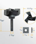 Rock Solid One Quarter Inch Shank Slab Flattening Router Bit With Hardened Steel Body And Razor Sharp Carbide Tips, 1.5 inch head.