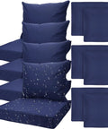 Eight Piece Outdoor Cushion Covers Set With Zippers UV And Water Resistant Dark Blue Patio Slipcovers For Back Cushions 24x21.3 Inches And Seat Cushions 24x24x4.7 Inches Includes Four Back Covers And Four Seat Covers
