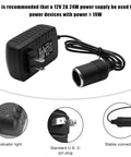 Heavy Duty AC To DC Power Converter Plug And Chug Adapter with U.S. 2-pin plug and cigarette lighter socket for various devices.