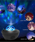 Starry Night Sky Projector For Bedroom With Ocean Wave Light, Remote Control, Bluetooth Speaker; various lighting modes shown.
