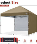 Boss Level 8X8 Pop Up Canopy Tent With Two Full Sidewalls For All Weather Shade Rock Solid Khaki Frame dimensions and features diagram.