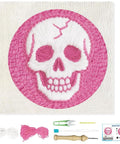 Pink Skull Head Punch Needle Kit For Adults Beginners Complete DIY Craft Needlepoint Set with tools and yarn, 20x20cm