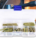 Plastic case of 110 Pcs M4 Dowel Screws Hanger Bolts Dowel Pins Furniture Connectors Zinc Plated Iron Double Ended Screws For DIY