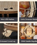 LED Illuminated 3D Wooden Globe Puzzle For Adults With Stand Build Your Own Night Light World Globe Kit 180 Pre-Cut Pieces Educational Decor Gift For Birthday Or Anniversary, close-up of USB port and globe details