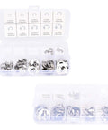 Heavy Duty Stainless Steel Snap Ring Set Kit 120 Pieces With 10 Sizes M1.5 To M10 in plastic organizer