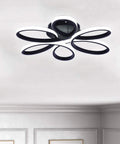 Flower Shape Flush Mount LED Ceiling Light Dope Modern Lamp 22.8 Inch 48W Black Fixture For Living Room And Bedroom Cool White 6000K Easy Install Kit Included
