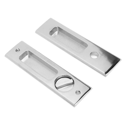 Recessed Handle Lock With Keys for Pocket Doors, Sliding Barn Doors, Cabinets, Zinc Alloy Build, Flush Pull Design, Black Powder Coat