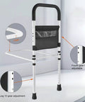 Adjustable components of 2-In-1 Bed Safety Rails For Seniors with Handy Hand Rail, showing height and leg gear settings