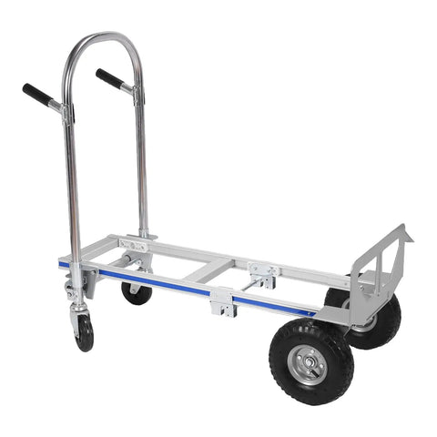 2 In 1 Heavy Duty Industrial Cart With Wheels Folding Dolly Cart 800 Lbs Capacity foldable steel frame, 4-wheel view