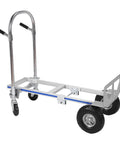 Tough As Nails 2 In 1 Folding Dolly Cart Built For Heavy Hauls And Compact Storage, aluminum frame with sturdy wheels.