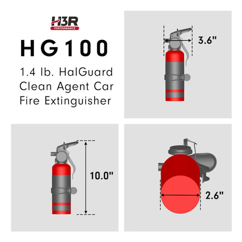 Heavy Duty Compact Fire Extinguisher For Cars Trucks Race Rigs Clean Halotron Formula Beats Dry Powder No Fuss Safe For Engines And Electronics Ul Listed Chrome Body One Point Four Pound dimensions and design details