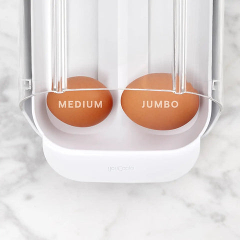 Rolling Egg Holder Organizer For Fridge, BPA-Free Stackable Dispenser With Removable Tray, Holds 12-14 Eggs, See-Through Top For Easy One-At-A-Time Dispense And Quick Refills