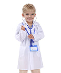 Child wearing Cool Kids Doctor Lab Coat Costume for Boys and Girls Realistic Scientist Dress Up Coat with stethoscope