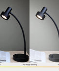Dimmable LED Desk Lamp With USB Charging Port 5V 2A Full Range Dimming Flexible Gooseneck Table Lamp For Office Or Bedside Vintage Black