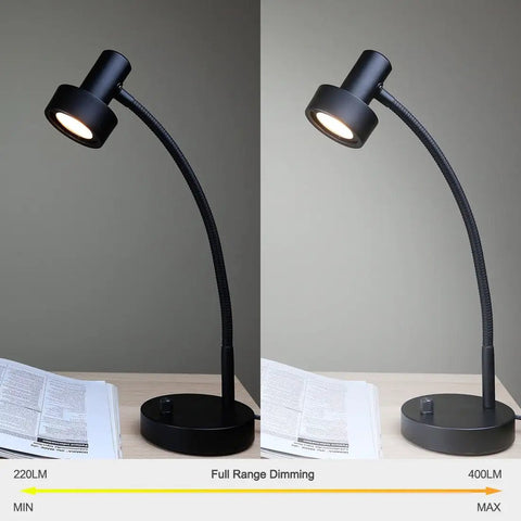 Dimmable LED Desk Lamp With USB Charging Port 5V 2A Full Range Dimming Flexible Gooseneck Table Lamp For Office Or Bedside Vintage Black