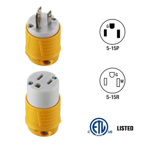 Extension Cord Ends Set For Household Appliances 15 Amp 125 Volt Heavy Duty Replacement Plug And Connector Kit with diagrams