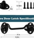 4 Inch Barn Door Latch Lock Hardware For Sliding Doors Rust Resistant Metal Gate Latch With Screws Privacy Hook Lock shown with dimensions
