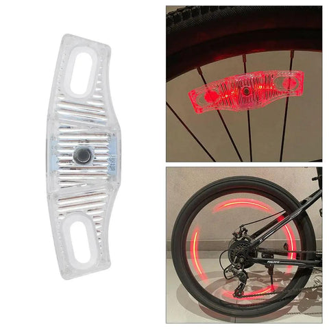 Rechargeable LED Bike Wheel Lights 2 Pack With Motion Sensor Waterproof Spoke Lights showing red illumination on bike wheel spokes
