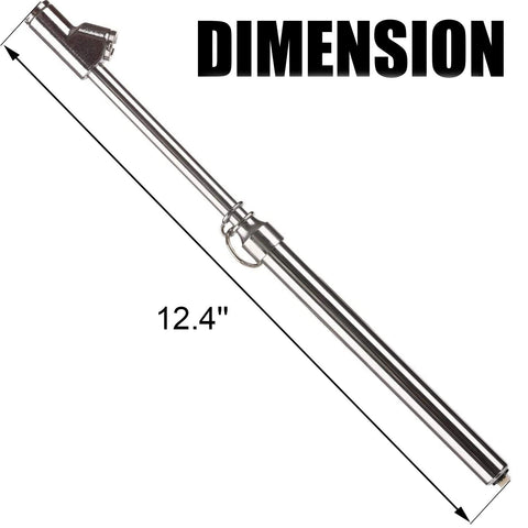 Tire Pressure Gauge With Straight On Foot Dual Head Chucks Heavy Duty Air Gauge Pro Grade 10 To 150 PSI measuring 12.4 inches