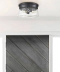 11 Inch Black Seeded Glass Flush Mount Ceiling Light With Drum Shade Dope Modern Farmhouse Style Two Light Fixture