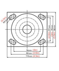 Heavy Duty Swivel Castor Wheels With Precision Ball Bearings Silky Smooth Polyurethane Treads Galvanized Steel Base dimensions drawing