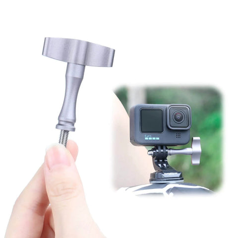 Close-up of 2 Pack Tool Free High Torque Thumb T Type Screws for GoPro Hero 13 12 11 10 9 8 7 DJI Action 5 4 3 and Insta360 Ace Pro 2.