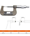 Compact 0 To 25 Mm Mechanical Outer Diameter Micrometer Featuring A Thin Rod Throat for precision measurements with a detailed scale.
