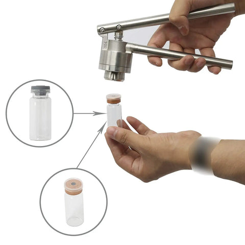 20mm Manual Vial Crimper Holds Flip Off Caps Solid With Zero Hassle Setup Includes Ten 10ml Glass Vials Stoppers And Lids Bang For Your Buck For Pharmacy And Essential Oil Blending